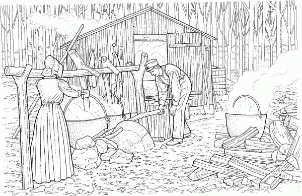 Making Maple Syrup coloring page image