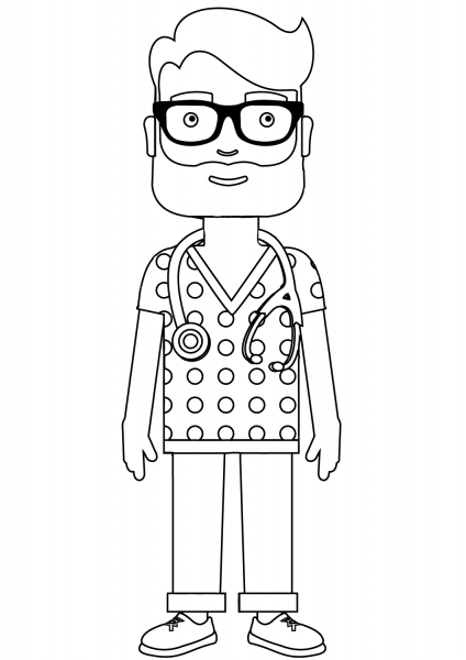 Male Doctor coloring page image