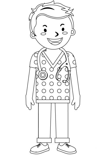 Male Nurse coloring page image