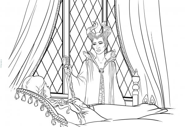 Maleficent Apologizes to Aurora coloring page image