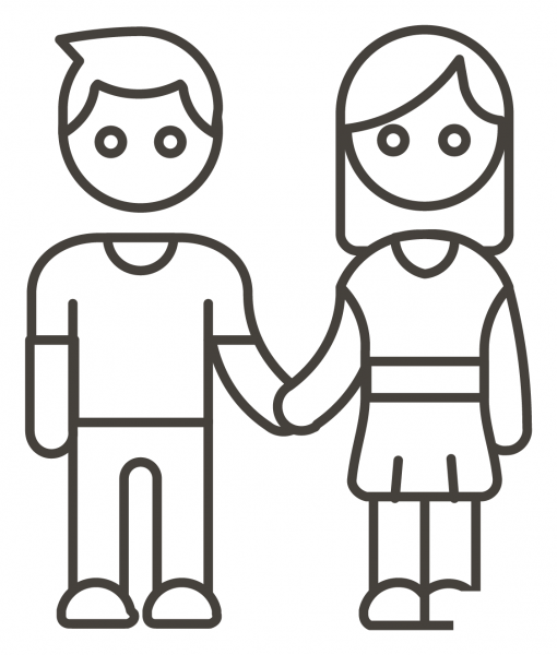 Man and Woman Holding Hands coloring page image