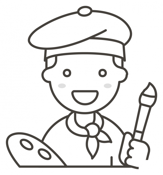 Man Artist coloring page image