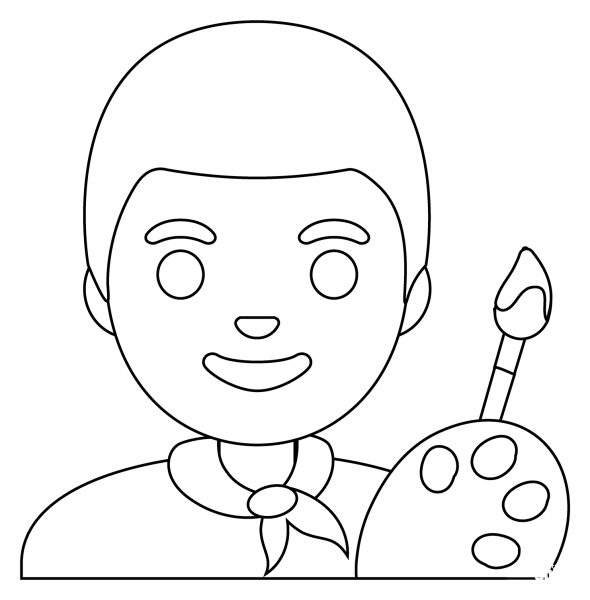 Man Artist Emoji coloring page image