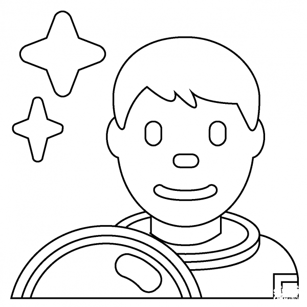 Man Astronaut Emoji coloring page image
