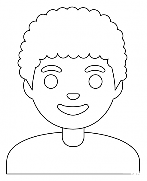 Man Curly Hair Emoji coloring page image