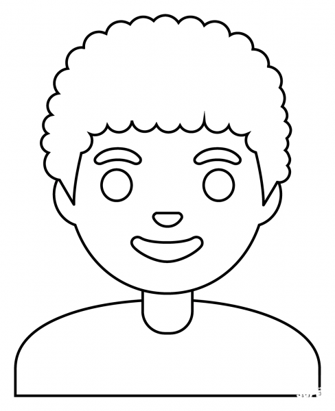 Man Curly Hair Emoji coloring page image
