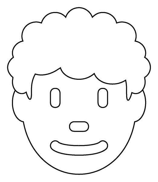 Man Curly Hair Emoji coloring page image