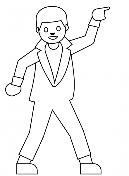 Man Dancing Emoji coloring page image