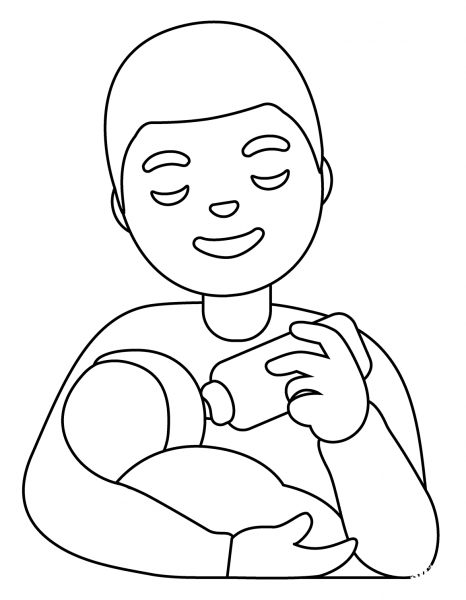 Man Feeding Baby Emoji coloring page image