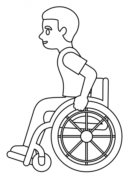 Man in Manual Wheelchair Emoji coloring page image