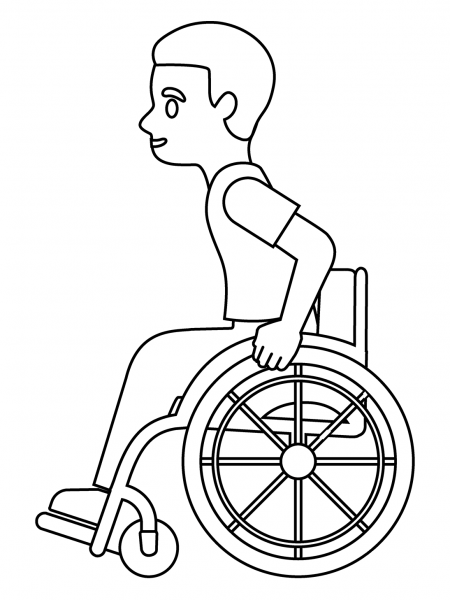 Man in Manual Wheelchair Emoji coloring page image