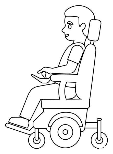 Man in Motorized Wheelchair Emoji coloring page image