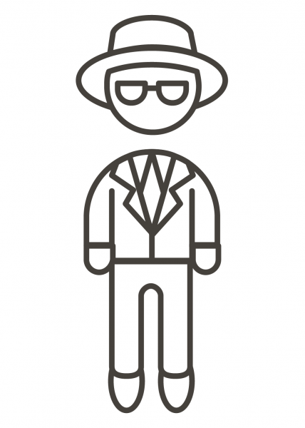 Man in Suit Levitating coloring page image