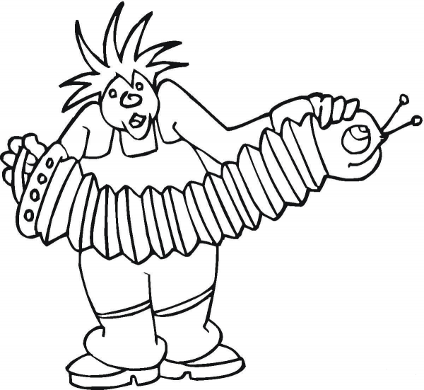 Man Is Playing Accordion  coloring page image