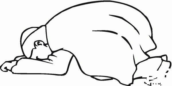 Man is praying on his knees coloring page image