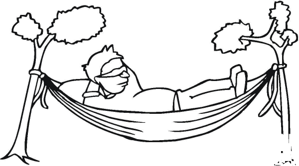 Man Is Resting in a Hammock coloring page image