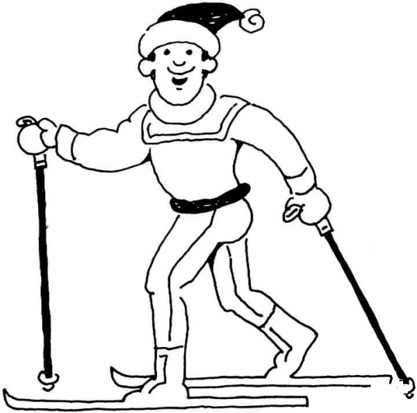 Man Is Skiing  coloring page image