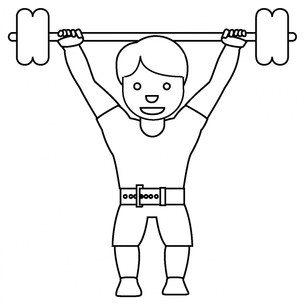 Man Lifting Weights Emoji coloring page image
