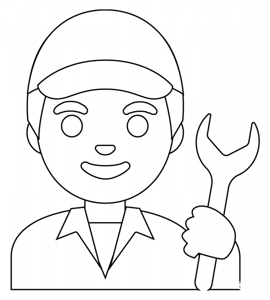 Man Mechanic Emoji coloring page image