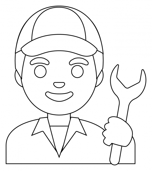 Man Mechanic Emoji coloring page image