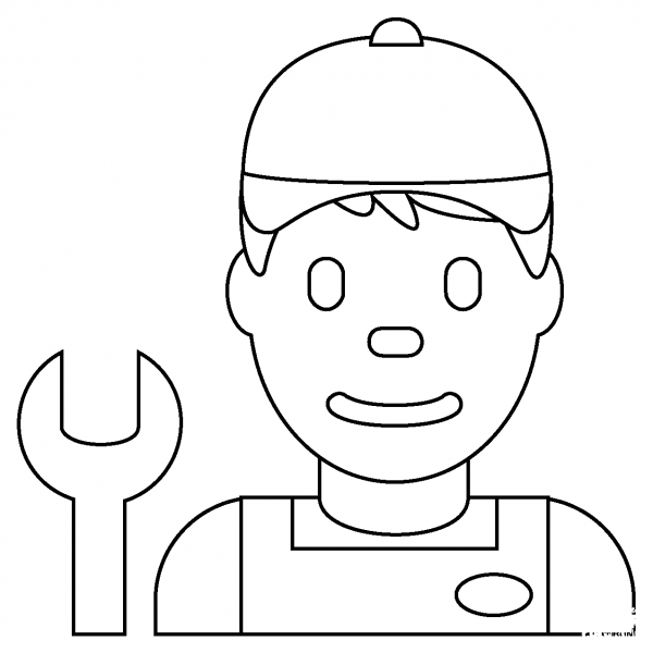 Man Mechanic Emoji coloring page image