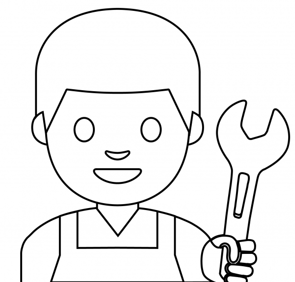 Man Mechanic Emoji coloring page image
