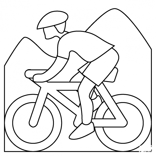 Man Mountain Biking Emoji coloring page image