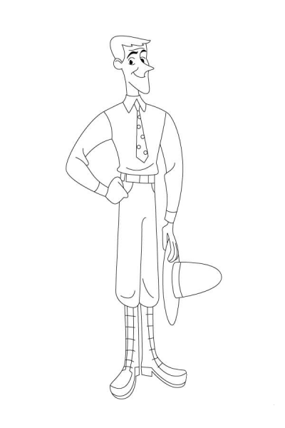 Man Needs a Yellow Hat! coloring page image