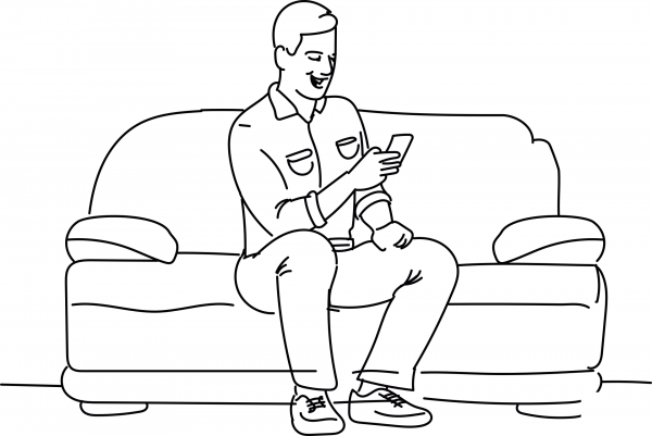 Man on the Coauch coloring page image