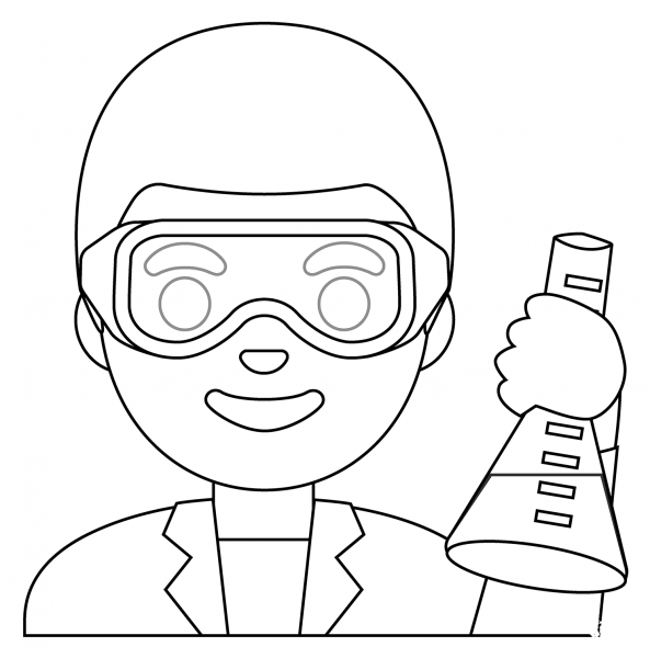 Man Scientist Emoji coloring page image