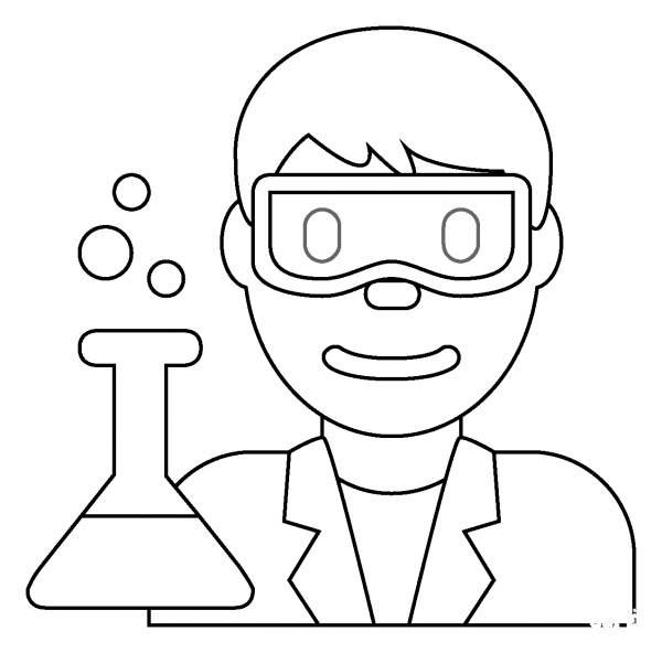 Man Scientist Emoji coloring page image