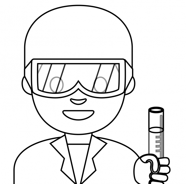 Man Scientist Emoji coloring page image