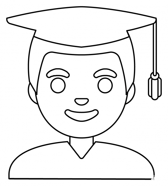 Man Student Emoji coloring page image