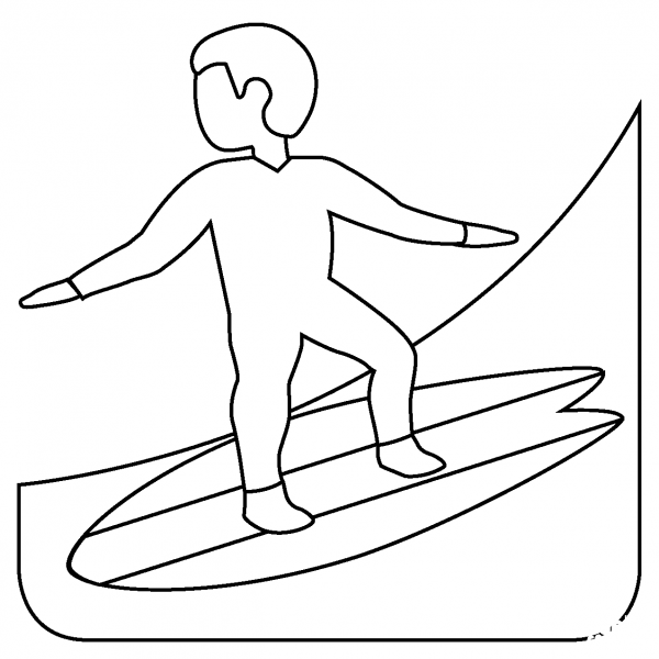 Man Surfing Emoji coloring page image