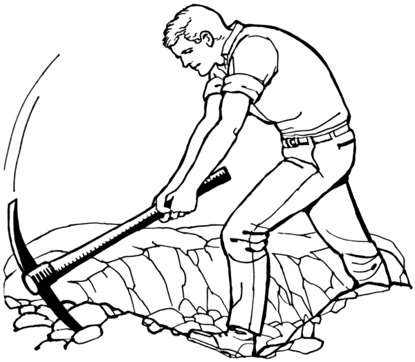 Man with Pickax coloring page image