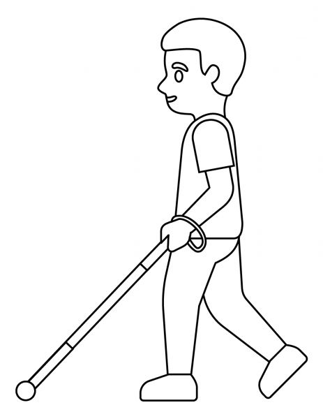 Man with White Cane Emoji coloring page image
