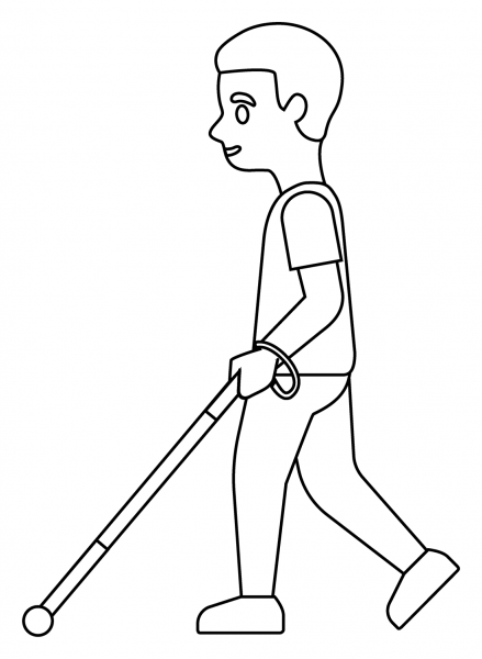 Man with White Cane Emoji coloring page image