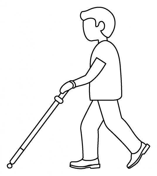 Man with White Cane Emoji coloring page image