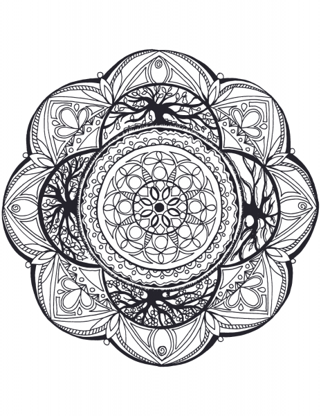 Manada with Tree of Life coloring page image