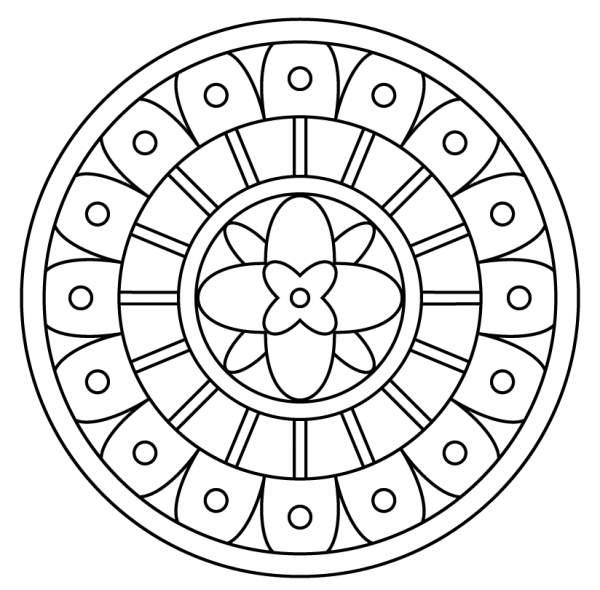 Mandala with Abstract Pattern coloring page image