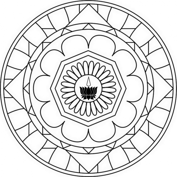 Mandala with Ayyavazhi coloring page image