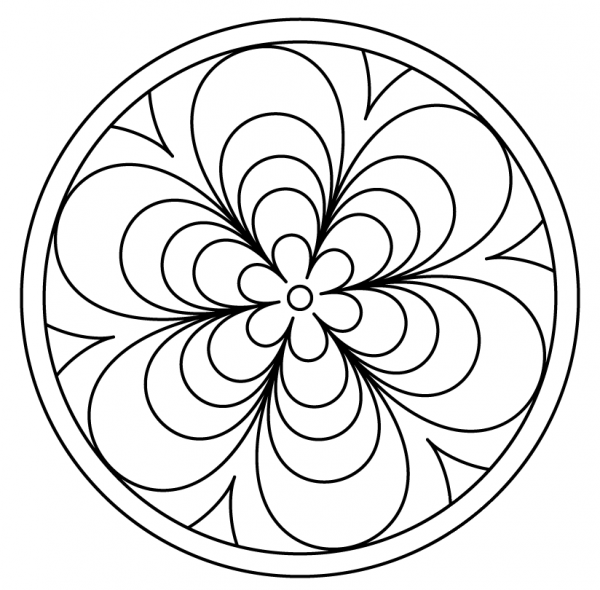 Mandala with Floral Patern coloring page image