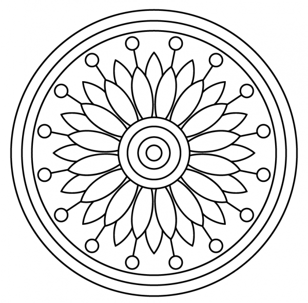 Mandala with Floral Pattern coloring page image