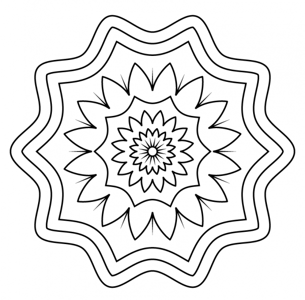 Mandala with Floral Pattern coloring page image
