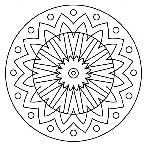 Mandala with Floral Pattern coloring page image