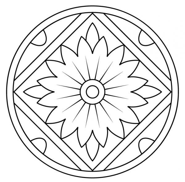 Mandala with Floral Pattern coloring page image