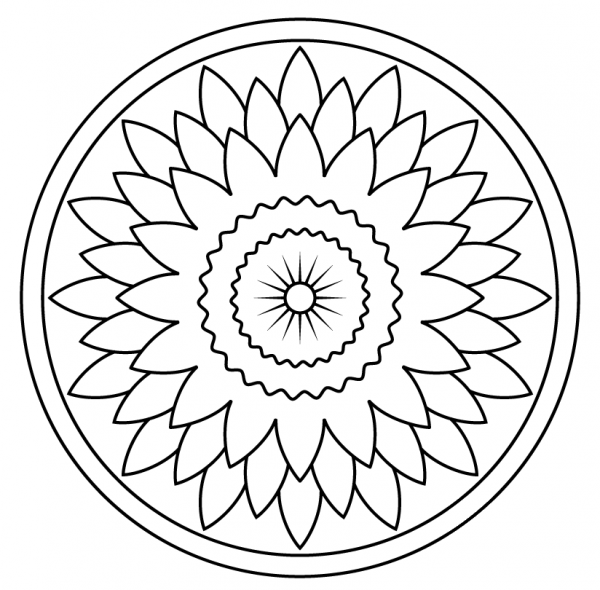 Mandala with Floral Pattern coloring page image