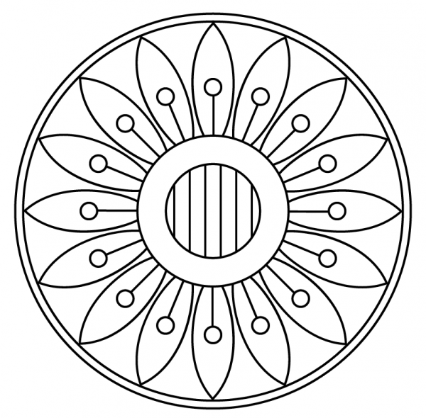 Mandala with Floral Pattern coloring page image