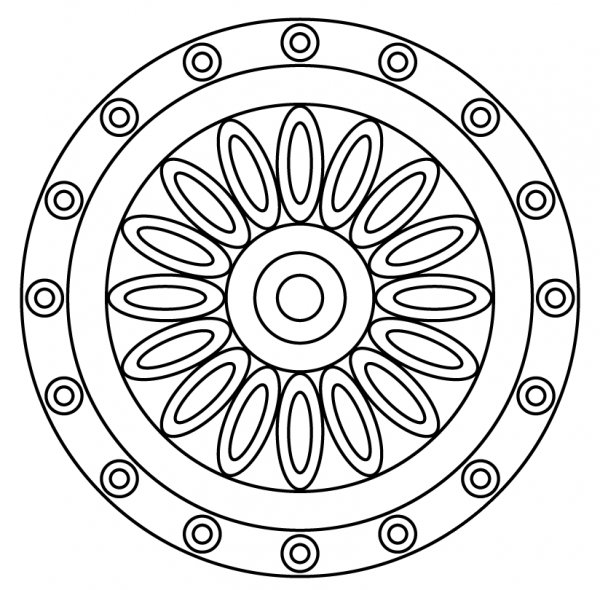 Mandala with Flower Pattern coloring page image
