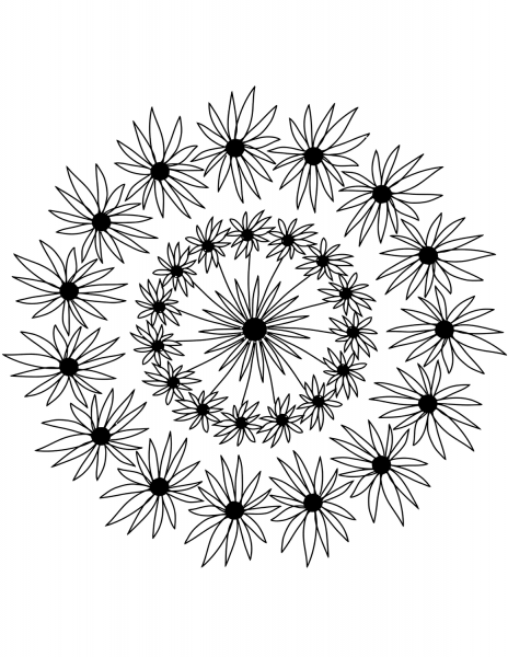 Mandala with Flowers coloring page image